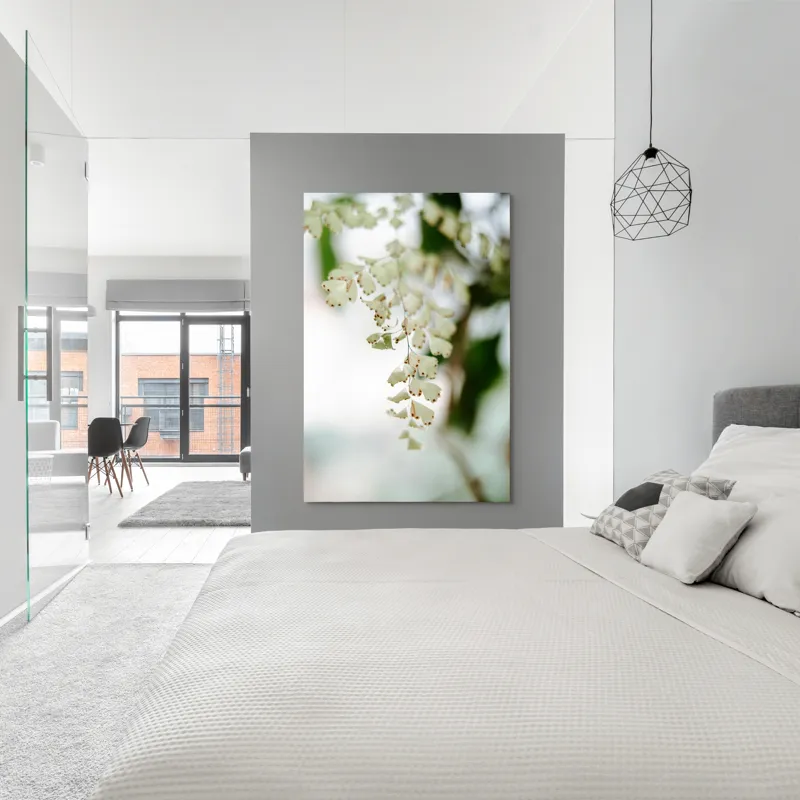 Tablou Canvas, "Frunziș diafan în adiere ușoară", Fermecate, Delicate, Naturale, Eterice, Frunze, Gingașe, Verzi, Fragile, Tranquile, 100 x 150 cm – poza 5