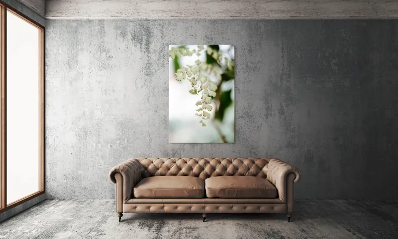 Tablou Canvas, "Frunziș diafan în adiere ușoară", Fermecate, Delicate, Naturale, Eterice, Frunze, Gingașe, Verzi, Fragile, Tranquile, 100 x 150 cm – poza 6