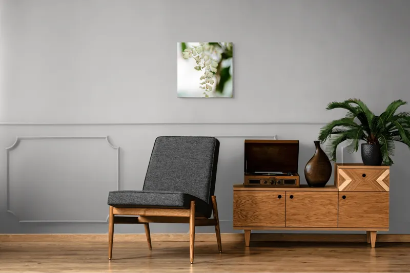 Tablou Canvas, "Frunziș diafan în adiere ușoară", Fermecate, Delicate, Naturale, Eterice, Frunze, Gingașe, Verzi, Fragile, Tranquile, 50 x 50 cm – poza 6