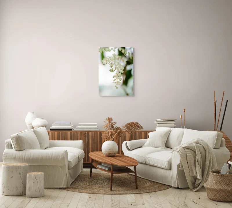 Tablou Canvas, "Frunziș diafan în adiere ușoară", Fermecate, Delicate, Naturale, Eterice, Frunze, Gingașe, Verzi, Fragile, Tranquile, 50 x 70 cm – poza 4