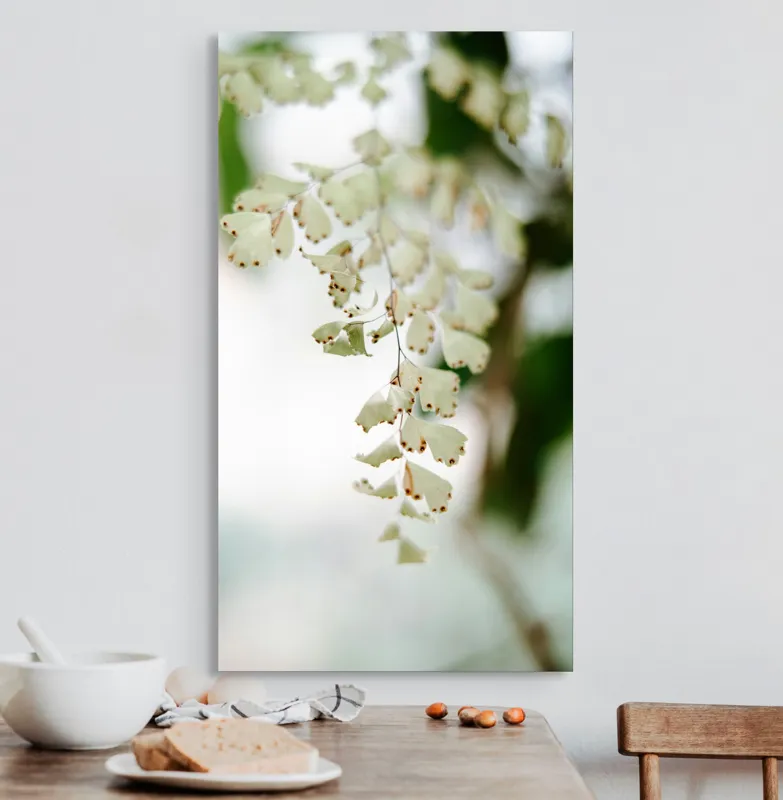 Tablou Canvas, "Frunziș diafan în adiere ușoară", Fermecate, Delicate, Naturale, Eterice, Frunze, Gingașe, Verzi, Fragile, Tranquile, 50 x 90 cm – poza 3