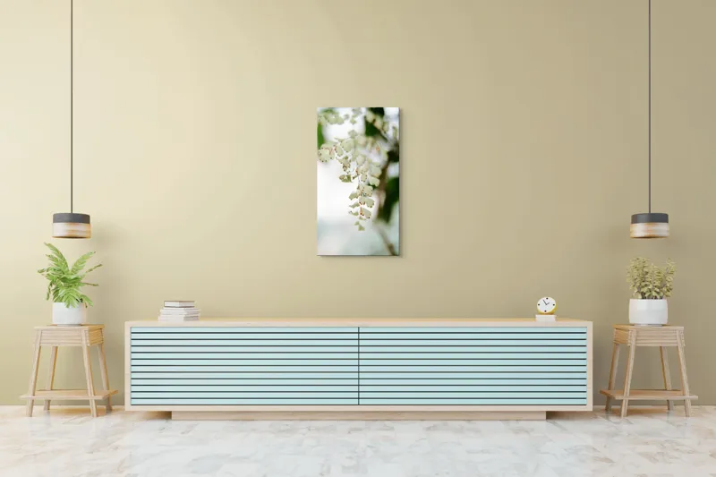 Tablou Canvas, "Frunziș diafan în adiere ușoară", Fermecate, Delicate, Naturale, Eterice, Frunze, Gingașe, Verzi, Fragile, Tranquile, 50 x 90 cm – poza 6