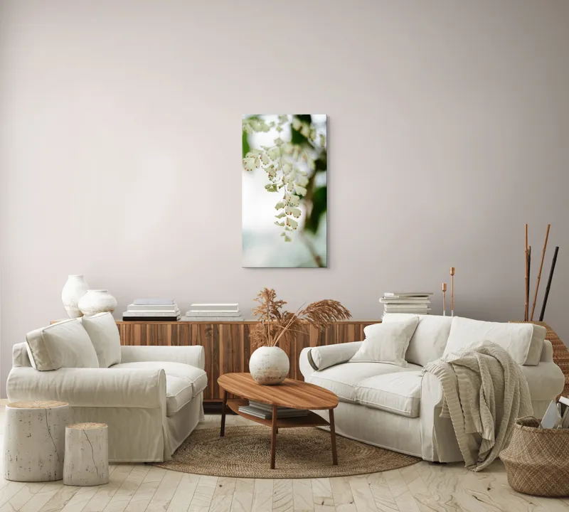 Tablou Canvas, "Frunziș diafan în adiere ușoară", Fermecate, Delicate, Naturale, Eterice, Frunze, Gingașe, Verzi, Fragile, Tranquile, 50 x 90 cm – poza 7