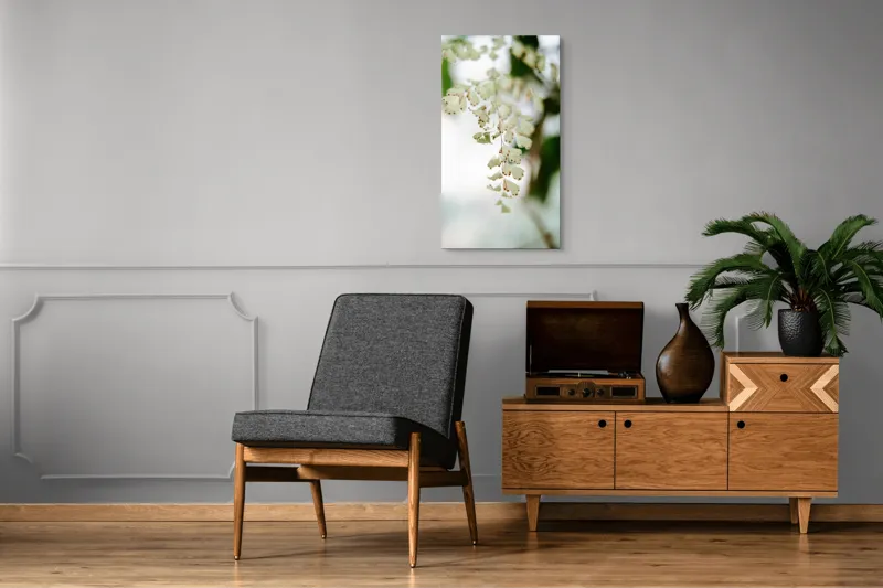 Tablou Canvas, "Frunziș diafan în adiere ușoară", Fermecate, Delicate, Naturale, Eterice, Frunze, Gingașe, Verzi, Fragile, Tranquile, 50 x 90 cm – poza 8