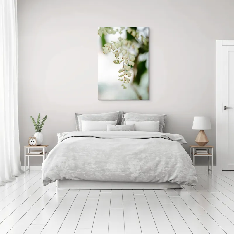 Tablou Canvas, "Frunziș diafan în adiere ușoară", Fermecate, Delicate, Naturale, Eterice, Frunze, Gingașe, Verzi, Fragile, Tranquile, 70 x 100 cm – poza 3