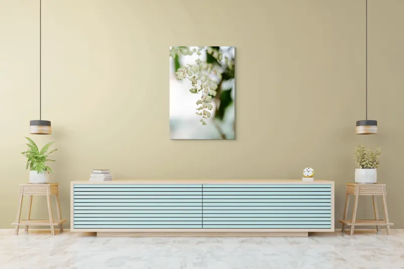 Tablou Canvas, "Frunziș diafan în adiere ușoară", Fermecate, Delicate, Naturale, Eterice, Frunze, Gingașe, Verzi, Fragile, Tranquile, 70 x 100 cm – poza 5