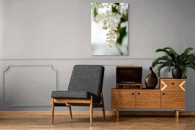Tablou Canvas, "Frunziș diafan în adiere ușoară", Fermecate, Delicate, Naturale, Eterice, Frunze, Gingașe, Verzi, Fragile, Tranquile, 70 x 100 cm – poza 6