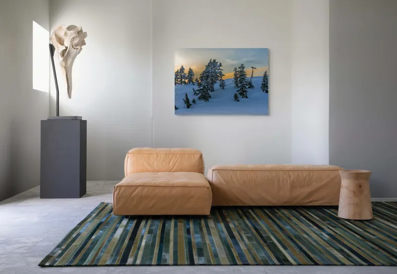 Tablou Canvas, "Pădurea înzăpezită la apusul soarelui", Zapadă, Copaci, Apus, Cer, Peisaj, Liniște, Iarnă, 100 x 70 cm – poza 7