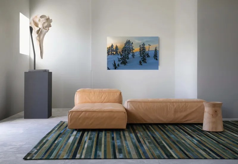 Tablou Canvas, "Pădurea înzăpezită la apusul soarelui", Zapadă, Copaci, Apus, Cer, Peisaj, Liniște, Iarnă, 90 x 50 cm – poza 8