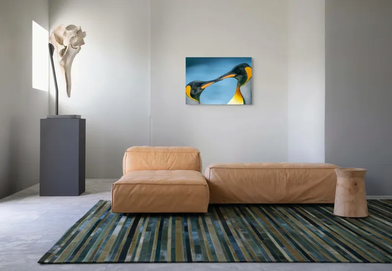 Tablou Canvas, "Întâlnirea sufletelor sub cerul arctic", Pinguini, Afecțiune, Colorat, Apropiere, Ocean, Eleganță, Grație, Natură, Serenitate, Armonie., 70 x 50 cm – poza 8