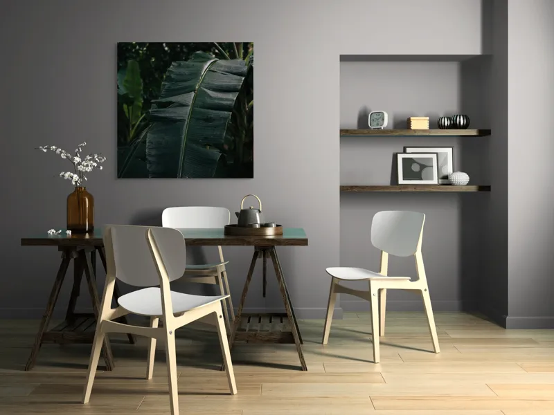 Tablou Canvas, "Frunze de bananier în umbră densă", Frunze, Verde, Textură, Umbre, Natură, Lumină, Tropical, Detalii, 100 x 100 cm – poza 6
