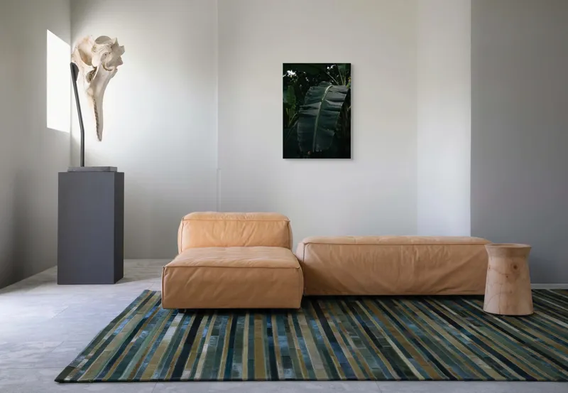 Tablou Canvas, "Frunze de bananier în umbră densă", Frunze, Verde, Textură, Umbre, Natură, Lumină, Tropical, Detalii, 50 x 70 cm – poza 7