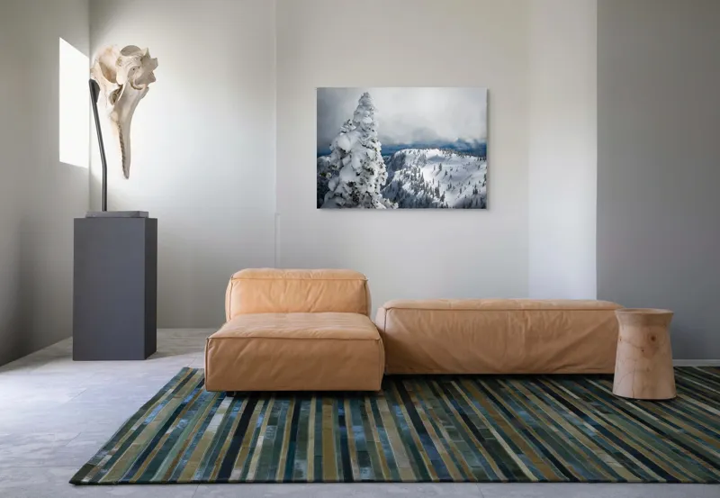 Tablou Canvas, "Alburiile munți sub cer înnorat", Alb, Puritate, Calm, Rece, Înălțime, Cer, Nori, Liniște, 100 x 70 cm – poza 7