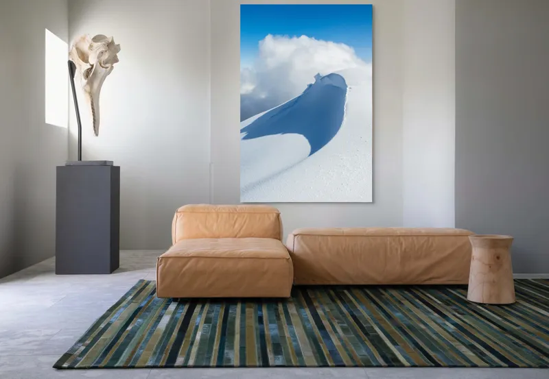 Tablou Canvas, "Dansul liniștit al zăpezii alpine", Alb, Zăpadă, Cer, Nor, Umbre, Senin, Natură, 100 x 150 cm – poza 7