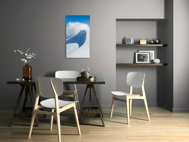 Tablou Canvas, "Dansul liniștit al zăpezii alpine", Alb, Zăpadă, Cer, Nor, Umbre, Senin, Natură, 50 x 90 cm – poza 4