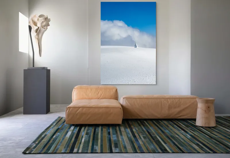 Tablou Canvas, "Singuratic în întinderea albă infinită", Zăpadă, Cer, Nori, Singurătate, Liniște, Puritate, Frig, Natură, Calm, Imensitate, 100 x 150 cm – poza 7