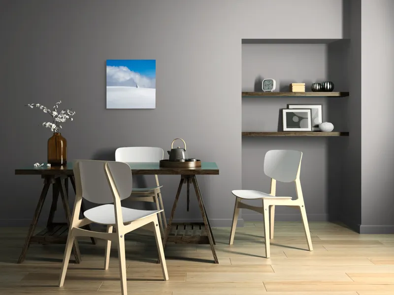 Tablou Canvas, "Singuratic în întinderea albă infinită", Zăpadă, Cer, Nori, Singurătate, Liniște, Puritate, Frig, Natură, Calm, Imensitate, 50 x 50 cm – poza 8