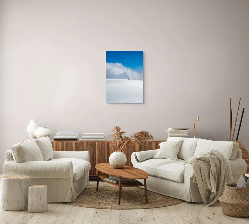 Tablou Canvas, "Singuratic în întinderea albă infinită", Zăpadă, Cer, Nori, Singurătate, Liniște, Puritate, Frig, Natură, Calm, Imensitate, 50 x 70 cm – poza 4