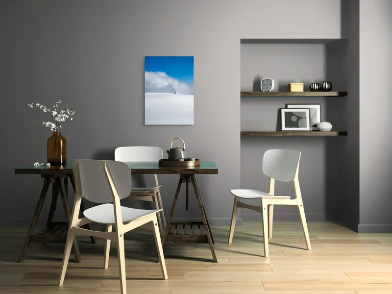 Tablou Canvas, "Singuratic în întinderea albă infinită", Zăpadă, Cer, Nori, Singurătate, Liniște, Puritate, Frig, Natură, Calm, Imensitate, 50 x 70 cm – poza 5