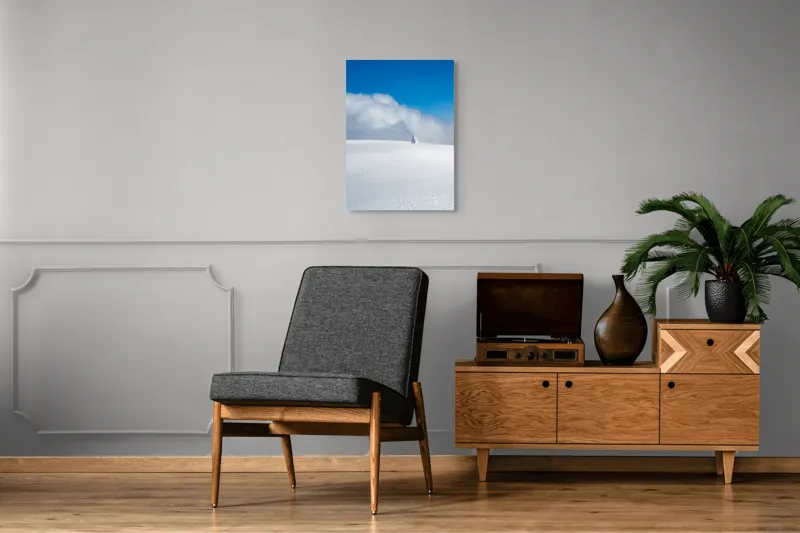 Tablou Canvas, "Singuratic în întinderea albă infinită", Zăpadă, Cer, Nori, Singurătate, Liniște, Puritate, Frig, Natură, Calm, Imensitate, 50 x 70 cm – poza 8