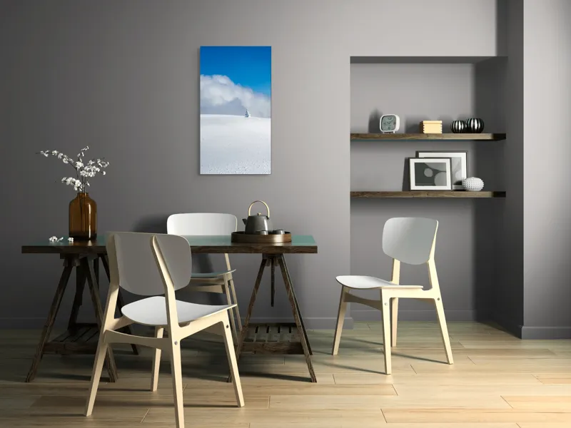 Tablou Canvas, "Singuratic în întinderea albă infinită", Zăpadă, Cer, Nori, Singurătate, Liniște, Puritate, Frig, Natură, Calm, Imensitate, 50 x 90 cm – poza 4