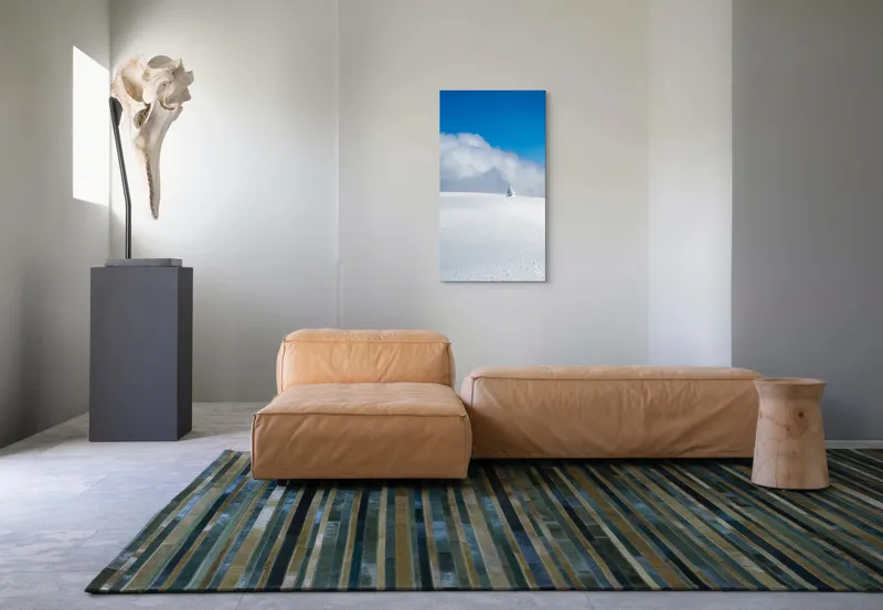 Tablou Canvas, "Singuratic în întinderea albă infinită", Zăpadă, Cer, Nori, Singurătate, Liniște, Puritate, Frig, Natură, Calm, Imensitate, 50 x 90 cm – poza 5