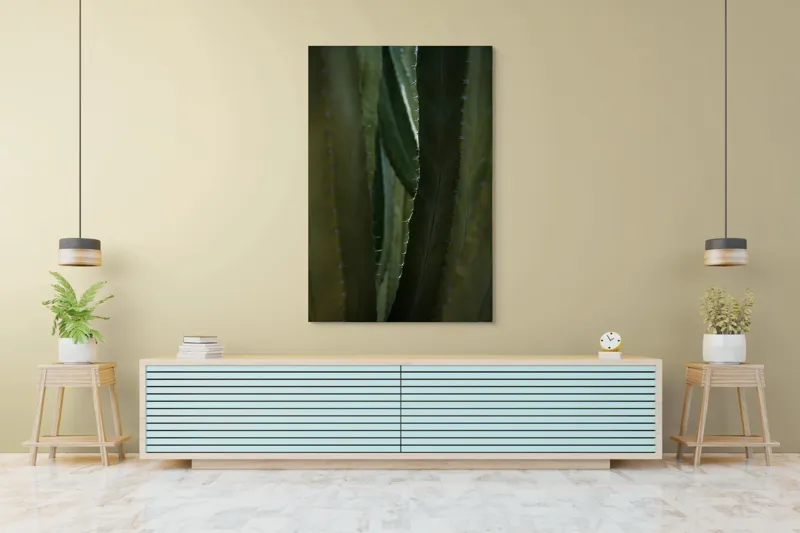 Tablou Canvas, "Spinii cactușilor în lumina dimineții", Verde, Textură, Natură, Spineți, Mistic, Vegetație, Adâncime, Tăcere, Organic, Viu, 100 x 150 cm – poza 4