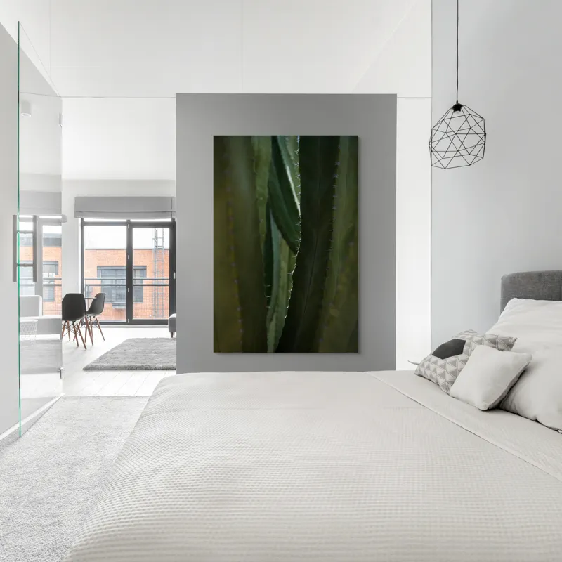 Tablou Canvas, "Spinii cactușilor în lumina dimineții", Verde, Textură, Natură, Spineți, Mistic, Vegetație, Adâncime, Tăcere, Organic, Viu, 100 x 150 cm – poza 5