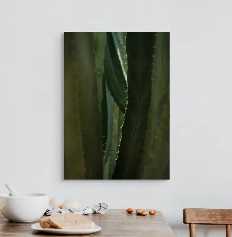 Tablou Canvas, "Spinii cactușilor în lumina dimineții", Verde, Textură, Natură, Spineți, Mistic, Vegetație, Adâncime, Tăcere, Organic, Viu, 50 x 70 cm – poza 3