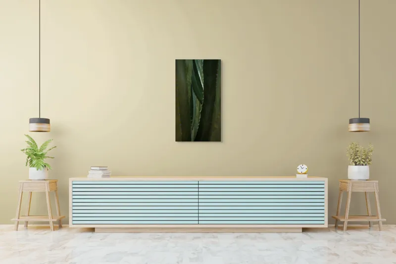 Tablou Canvas, "Spinii cactușilor în lumina dimineții", Verde, Textură, Natură, Spineți, Mistic, Vegetație, Adâncime, Tăcere, Organic, Viu, 50 x 90 cm – poza 6