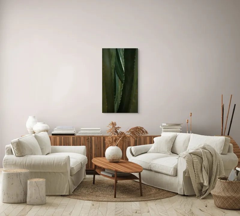 Tablou Canvas, "Spinii cactușilor în lumina dimineții", Verde, Textură, Natură, Spineți, Mistic, Vegetație, Adâncime, Tăcere, Organic, Viu, 50 x 90 cm – poza 7
