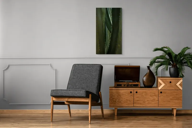 Tablou Canvas, "Spinii cactușilor în lumina dimineții", Verde, Textură, Natură, Spineți, Mistic, Vegetație, Adâncime, Tăcere, Organic, Viu, 50 x 90 cm – poza 8