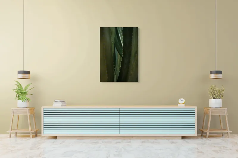 Tablou Canvas, "Spinii cactușilor în lumina dimineții", Verde, Textură, Natură, Spineți, Mistic, Vegetație, Adâncime, Tăcere, Organic, Viu, 70 x 100 cm – poza 5