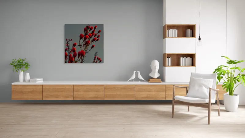 Tablou Canvas, "Muguri roșii în lumina apusului", Flori, Răsărit, Roșu, Contrast, Eleganță, Natură, Delicatețe, Artistic., 100 x 100 cm – poza 8