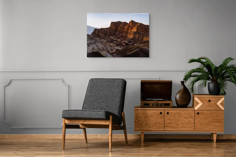 Tablou Canvas, "Răsărit peste stâncile deșertului", Vârfuri, Munți, Stânci, Apus, Erosion, Lumină, Uscăciune, Natură, Grandios, Peisaj., 100 x 70 cm – poza 8