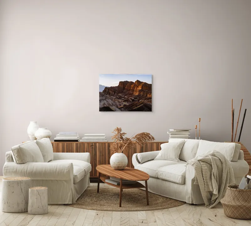 Tablou Canvas, "Răsărit peste stâncile deșertului", Vârfuri, Munți, Stânci, Apus, Erosion, Lumină, Uscăciune, Natură, Grandios, Peisaj., 70 x 50 cm – poza 6
