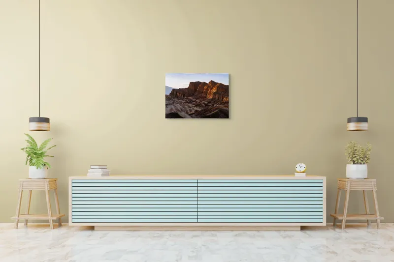 Tablou Canvas, "Răsărit peste stâncile deșertului", Vârfuri, Munți, Stânci, Apus, Erosion, Lumină, Uscăciune, Natură, Grandios, Peisaj., 70 x 50 cm – poza 7