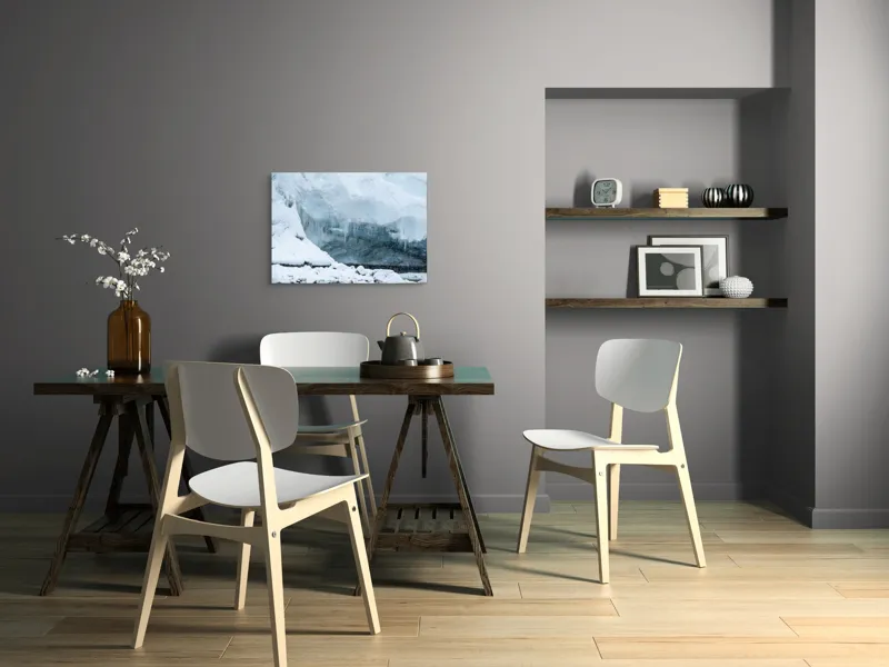 Tablou Canvas, "Peștera înghețată din tărâmul nordic", Gheață, Zăpadă, Stânci, Turturi, Frig, Albastru, Norii, Natura, Timp, Iarnă, 70 x 50 cm – poza 5
