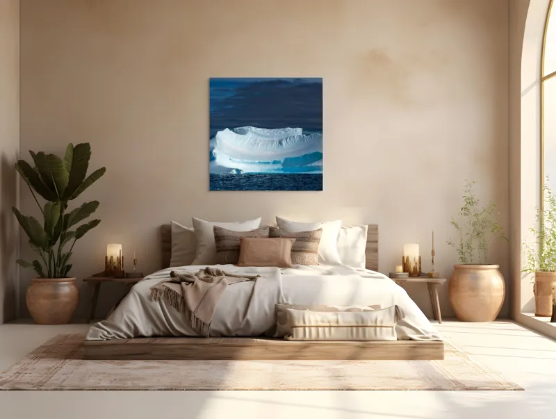 Tablou Canvas, "Dansul tăcut al ghețarului albastru", Gheață, Ocean, Cer, Nor, Peisaj, Antarctic, Contrast, Liniște, 100 x 100 cm – poza 4