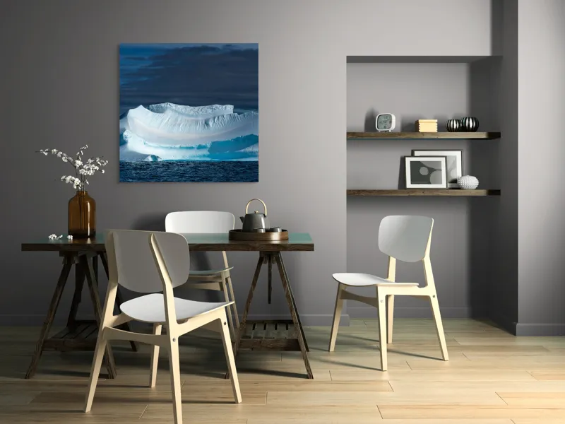 Tablou Canvas, "Dansul tăcut al ghețarului albastru", Gheață, Ocean, Cer, Nor, Peisaj, Antarctic, Contrast, Liniște, 100 x 100 cm – poza 6