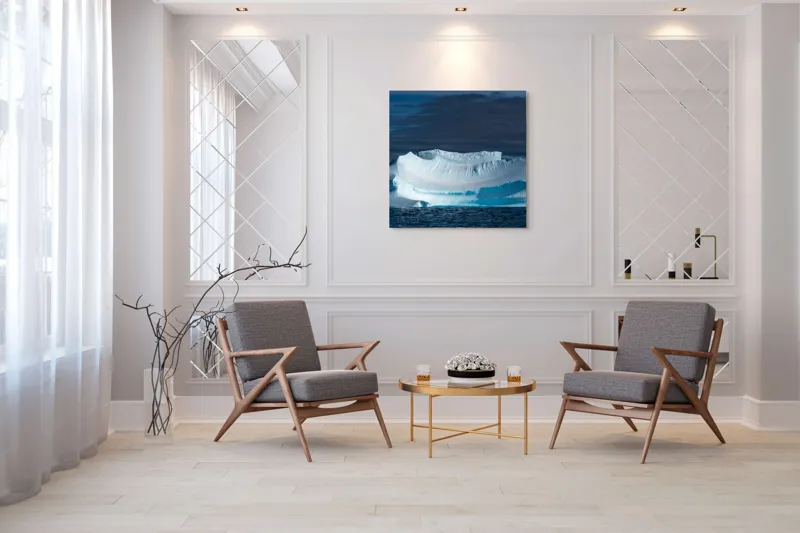 Tablou Canvas, "Dansul tăcut al ghețarului albastru", Gheață, Ocean, Cer, Nor, Peisaj, Antarctic, Contrast, Liniște, 100 x 100 cm – poza 7