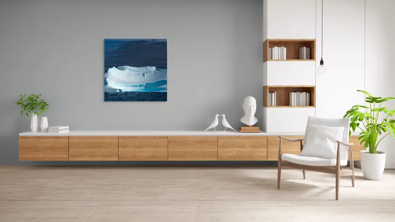 Tablou Canvas, "Dansul tăcut al ghețarului albastru", Gheață, Ocean, Cer, Nor, Peisaj, Antarctic, Contrast, Liniște, 100 x 100 cm – poza 8