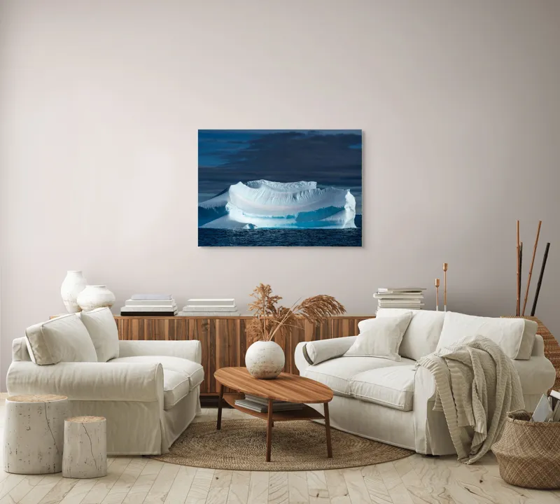 Tablou Canvas, "Dansul tăcut al ghețarului albastru", Gheață, Ocean, Cer, Nor, Peisaj, Antarctic, Contrast, Liniște, 100 x 70 cm – poza 3