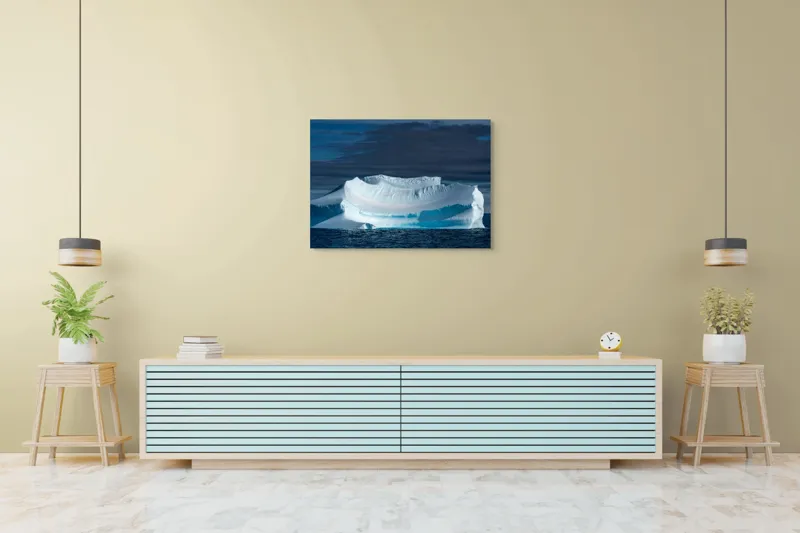 Tablou Canvas, "Dansul tăcut al ghețarului albastru", Gheață, Ocean, Cer, Nor, Peisaj, Antarctic, Contrast, Liniște, 100 x 70 cm – poza 4