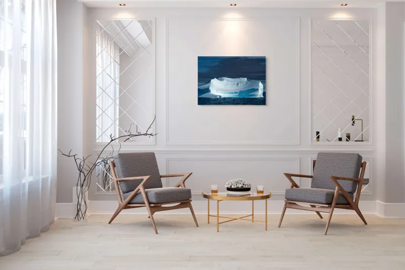 Tablou Canvas, "Dansul tăcut al ghețarului albastru", Gheață, Ocean, Cer, Nor, Peisaj, Antarctic, Contrast, Liniște, 100 x 70 cm – poza 5