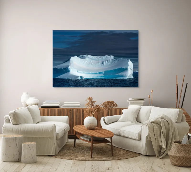Tablou Canvas, "Dansul tăcut al ghețarului albastru", Gheață, Ocean, Cer, Nor, Peisaj, Antarctic, Contrast, Liniște, 150 x 100 cm – poza 3