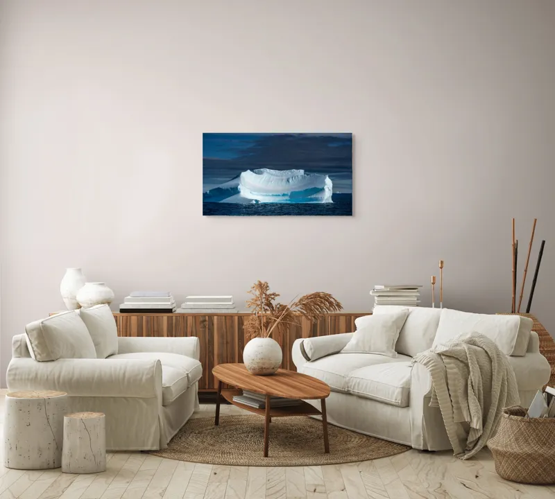 Tablou Canvas, "Dansul tăcut al ghețarului albastru", Gheață, Ocean, Cer, Nor, Peisaj, Antarctic, Contrast, Liniște, 90 x 50 cm – poza 4