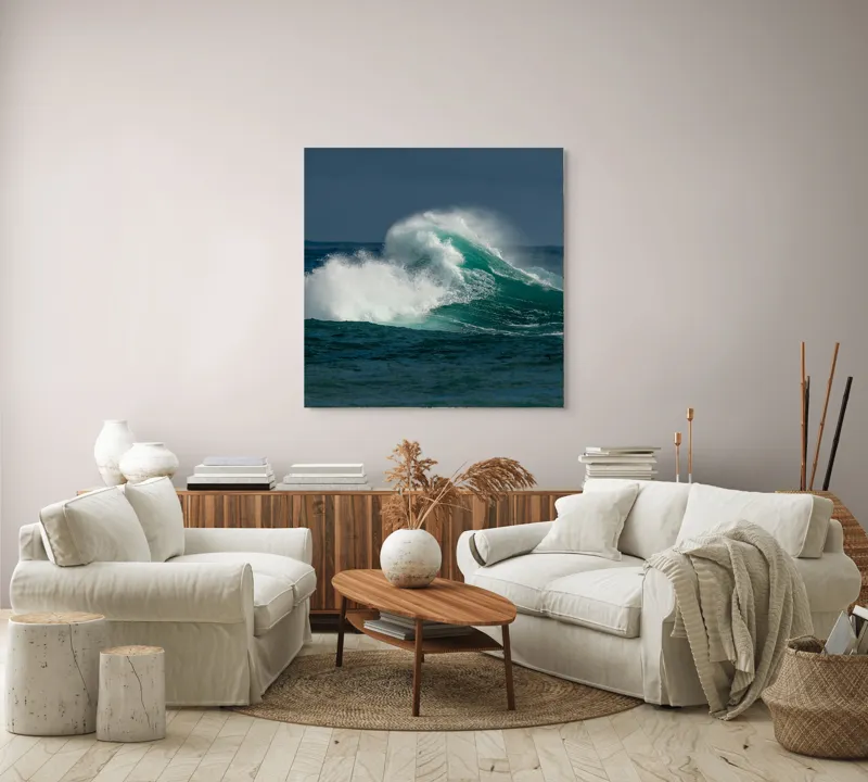 Tablou Canvas, "Furtună deasupra apelor smaraldine", Ape, Valuri, Energie, Spumă, Ocean, Mișcare, Natură, Forță, 100 x 100 cm – poza 3