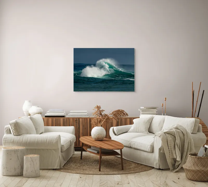 Tablou Canvas, "Furtună deasupra apelor smaraldine", Ape, Valuri, Energie, Spumă, Ocean, Mișcare, Natură, Forță, 100 x 70 cm – poza 3