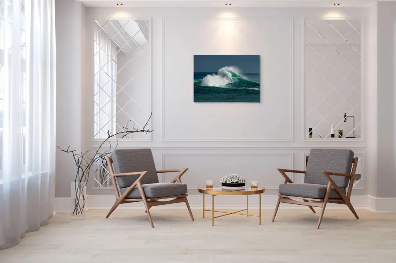 Tablou Canvas, "Furtună deasupra apelor smaraldine", Ape, Valuri, Energie, Spumă, Ocean, Mișcare, Natură, Forță, 100 x 70 cm – poza 5